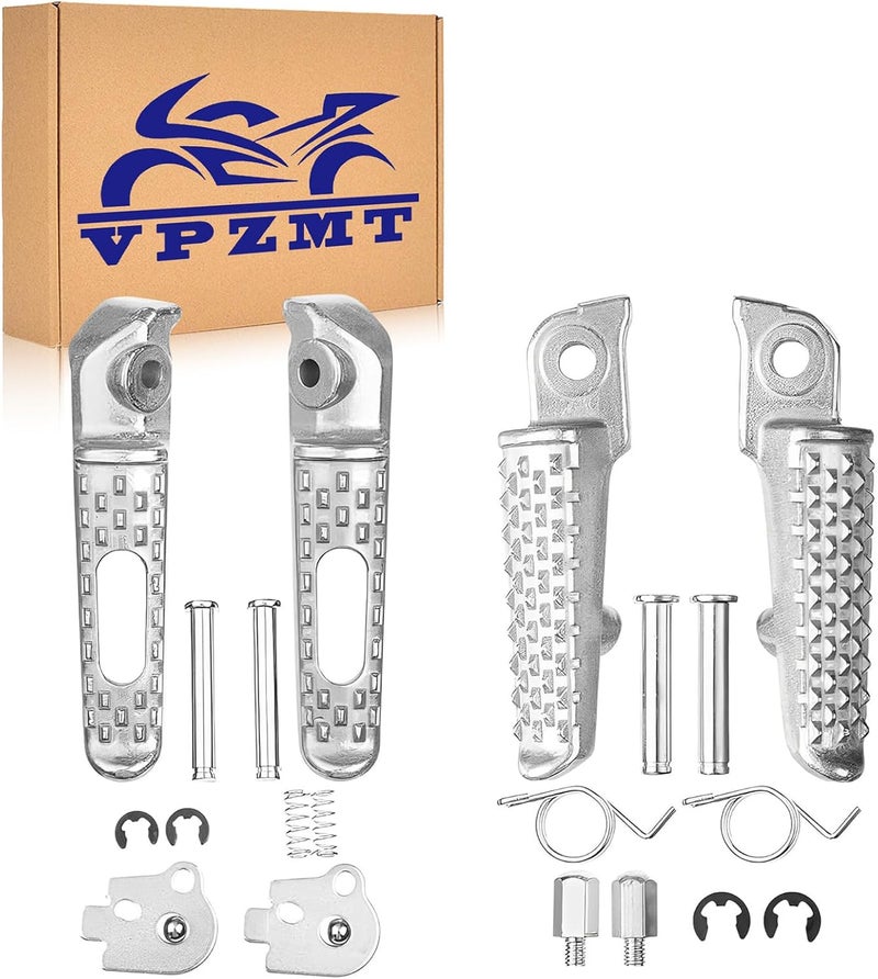 VPZMT Front Rear Foot Pegs/Footrest for Honda 2004-2012 CBR1000RR, 2003-2006 CBR600RR, 2008-2012 CB1000R Models (Front +Rear-White) - Image 1